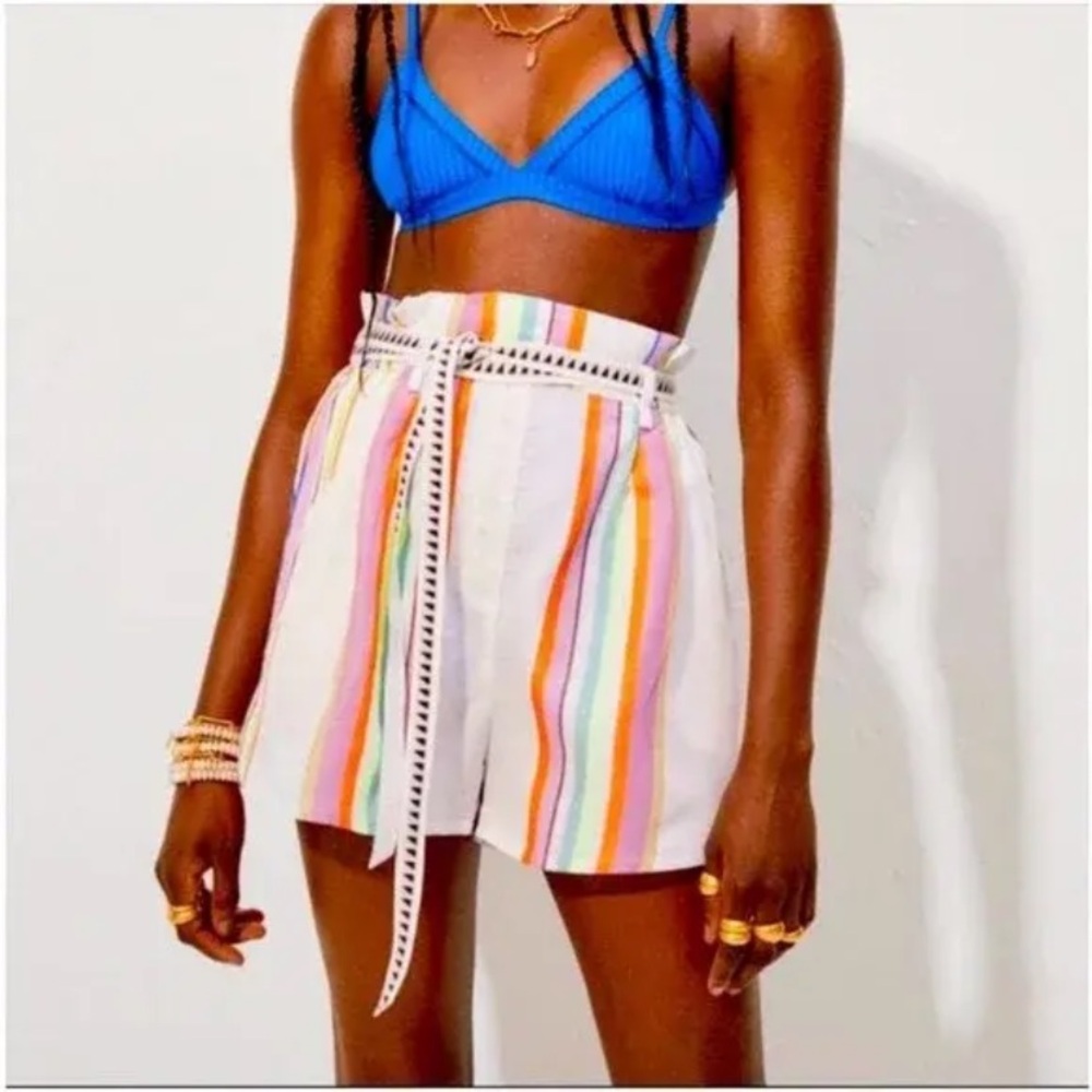 Lemlem x H&M Designer  Lyocell Striped Missing Belted Shorts sz XXL Bloggers